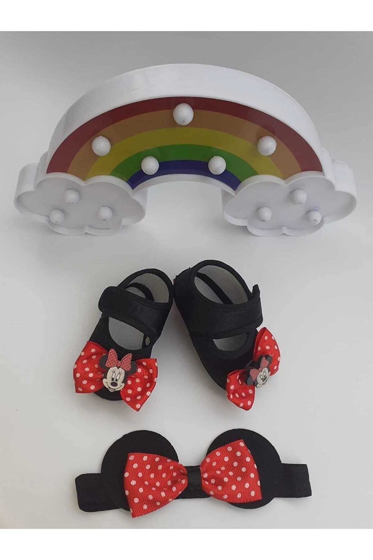 VaVbaby%20Minnie%20Siyah%20Renk%20Kız%20Bebek%20Bandana%20ve%20Ayakkabı%200-6%20Ay%20Şirin%20Sevimli%20Rahat%20Yumuşak%20Taban