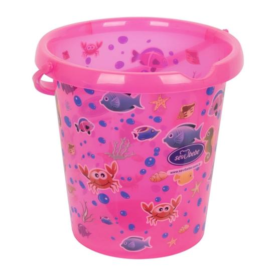 Sevi Bebe Şeffaf Desenli Banyo Kovası 12 lt - Pembe Desenli